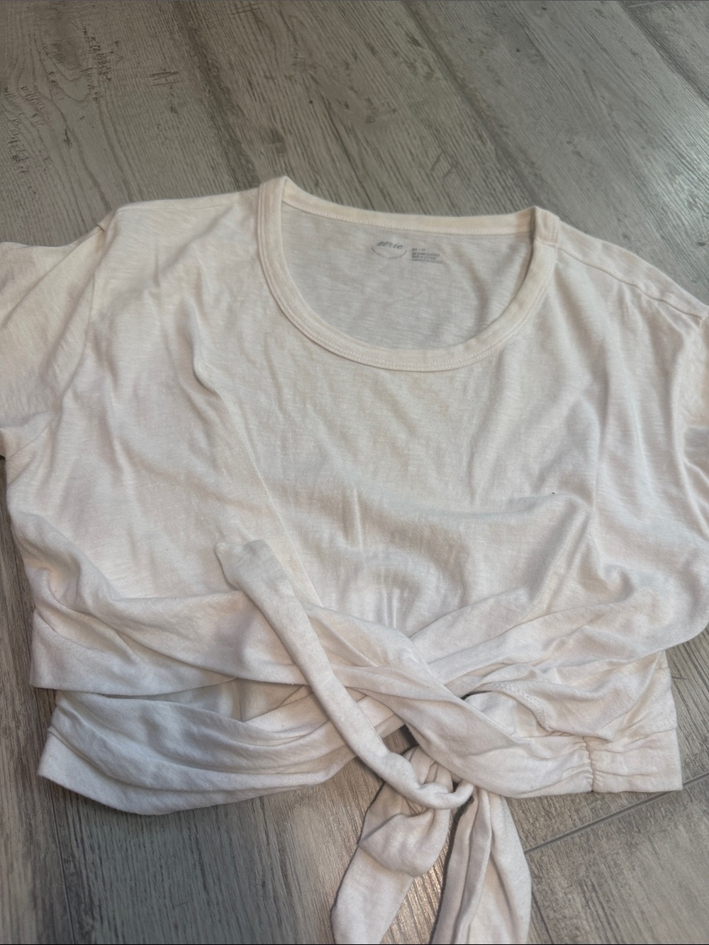 aerie white Tie-Front Crop Top